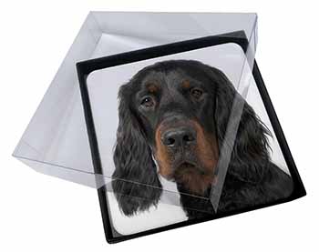 4x Gordon Setter Picture Table Coasters Set in Gift Box