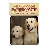 Golden Retrievers Single Leather Photo Coaster