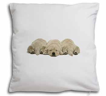 Golden Retriever Puppies Soft White Velvet Feel Scatter Cushion
