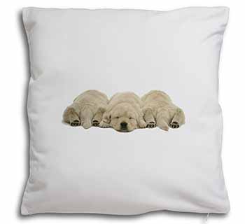 Golden Retriever Puppies Soft White Velvet Feel Scatter Cushion