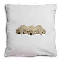 Golden Retriever Puppies Soft White Velvet Feel Scatter Cushion