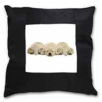 Golden Retriever Puppies Black Satin Feel Scatter Cushion