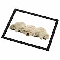 Golden Retriever Puppies Black Rim High Quality Glass Placemat