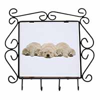 Golden Retriever Puppies Wrought Iron Key Holder Hooks