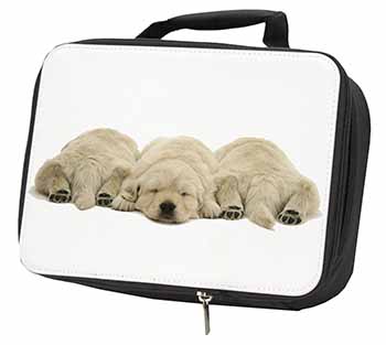 Golden Retriever Puppies Black Insulated School Lunch Box/Picnic Bag
