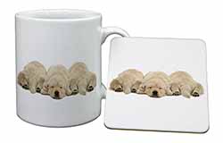 Golden Retriever Puppies Mug and Coaster Set