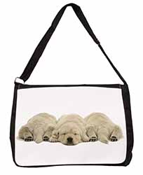 Golden Retriever Puppies Large Black Laptop Shoulder Bag School/College