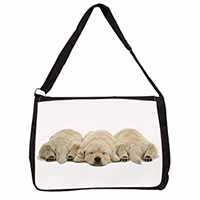 Golden Retriever Puppies Large Black Laptop Shoulder Bag School/College