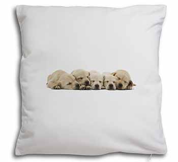 Five Golden Retriever Puppy Dogs Soft White Velvet Feel Scatter Cushion