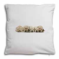 Five Golden Retriever Puppy Dogs Soft White Velvet Feel Scatter Cushion