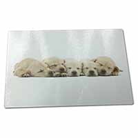 Large Glass Cutting Chopping Board Five Golden Retriever Puppy Dogs