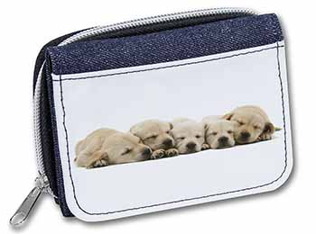 Five Golden Retriever Puppy Dogs Unisex Denim Purse Wallet