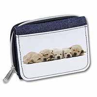 Five Golden Retriever Puppy Dogs Unisex Denim Purse Wallet