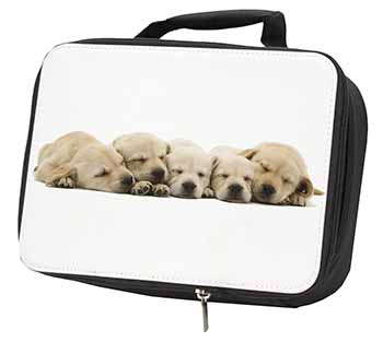 Five Golden Retriever Puppy Dogs Black Insulated School Lunch Box/Picnic Bag