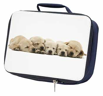 Five Golden Retriever Puppy Dogs Navy Insulated School Lunch Box/Picnic Bag