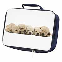 Five Golden Retriever Puppy Dogs Navy Insulated School Lunch Box/Picnic Bag