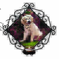 Golden Retriever Puppy Wrought Iron Wall Art Candle Holder