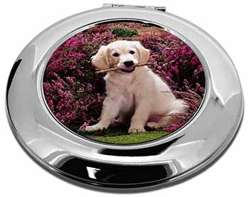 Golden Retriever Puppy Make-Up Round Compact Mirror