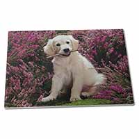 Large Glass Cutting Chopping Board Golden Retriever Puppy