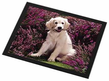 Golden Retriever Puppy Black Rim High Quality Glass Placemat