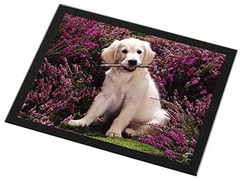 Golden Retriever Puppy Black Rim High Quality Glass Placemat