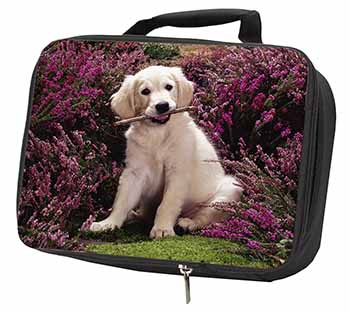 Golden Retriever Puppy Black Insulated School Lunch Box/Picnic Bag