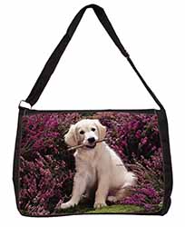 Golden Retriever Puppy Large Black Laptop Shoulder Bag School/College