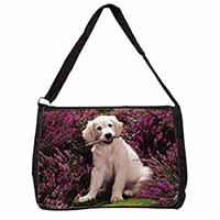 Golden Retriever Puppy Large Black Laptop Shoulder Bag School/College