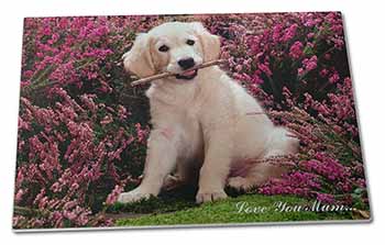 Large Glass Cutting Chopping Board Golden Retriever Puppy 