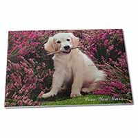 Large Glass Cutting Chopping Board Golden Retriever Puppy 