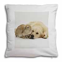 Golden Retriever and Rabbit Soft White Velvet Feel Scatter Cushion