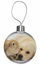 Golden Retriever and Rabbit Christmas Bauble