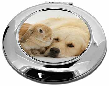 Golden Retriever and Rabbit Make-Up Round Compact Mirror