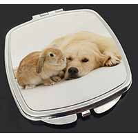 Golden Retriever and Rabbit Make-Up Compact Mirror