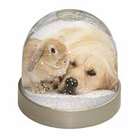 Golden Retriever and Rabbit Snow Globe Photo Waterball