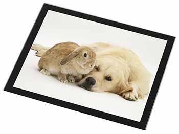 Golden Retriever and Rabbit Black Rim High Quality Glass Placemat