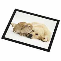 Golden Retriever and Rabbit Black Rim High Quality Glass Placemat