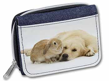 Golden Retriever and Rabbit Unisex Denim Purse Wallet