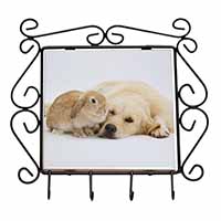 Golden Retriever and Rabbit Wrought Iron Key Holder Hooks