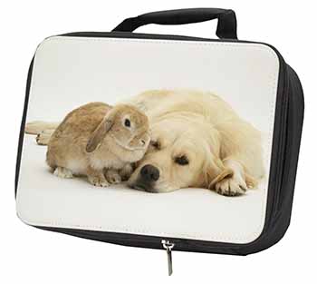 Golden Retriever and Rabbit Black Insulated School Lunch Box/Picnic Bag