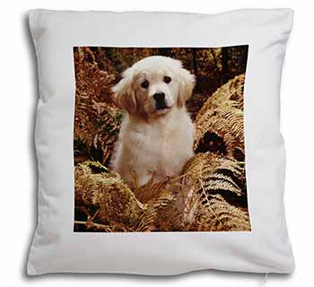 Golden Retriever Puppy Soft White Velvet Feel Scatter Cushion