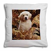 Golden Retriever Puppy Soft White Velvet Feel Scatter Cushion