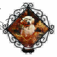 Golden Retriever Puppy Wrought Iron Wall Art Candle Holder