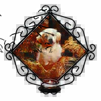 Golden Retriever Puppy Wrought Iron Wall Art Candle Holder