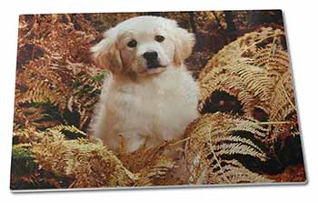 Large Glass Cutting Chopping Board Golden Retriever Puppy