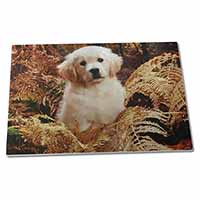 Large Glass Cutting Chopping Board Golden Retriever Puppy