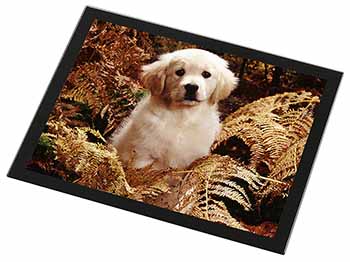 Golden Retriever Puppy Black Rim High Quality Glass Placemat