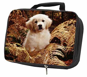 Golden Retriever Puppy Black Insulated School Lunch Box/Picnic Bag