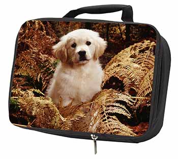 Golden Retriever Puppy Black Insulated School Lunch Box/Picnic Bag