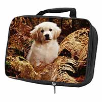 Golden Retriever Puppy Black Insulated School Lunch Box/Picnic Bag
